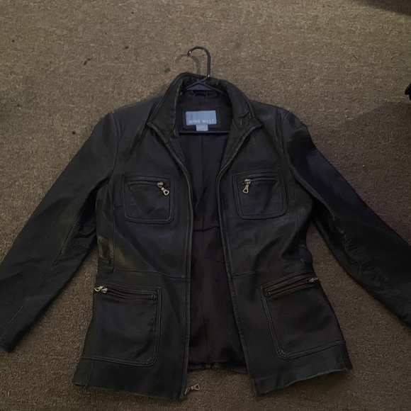 Nine West Black Leather Jacket with Zippered Pockets - Picture 1 of 1